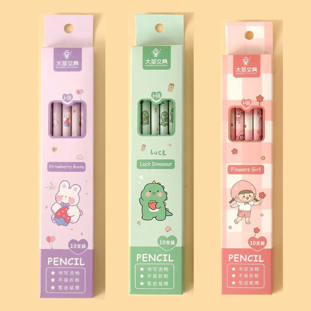 Cute Cartoon HB Pencils Box Set for Kids – Adorable Eraser Pencils for 1st & 2nd Graders, Perfect for School