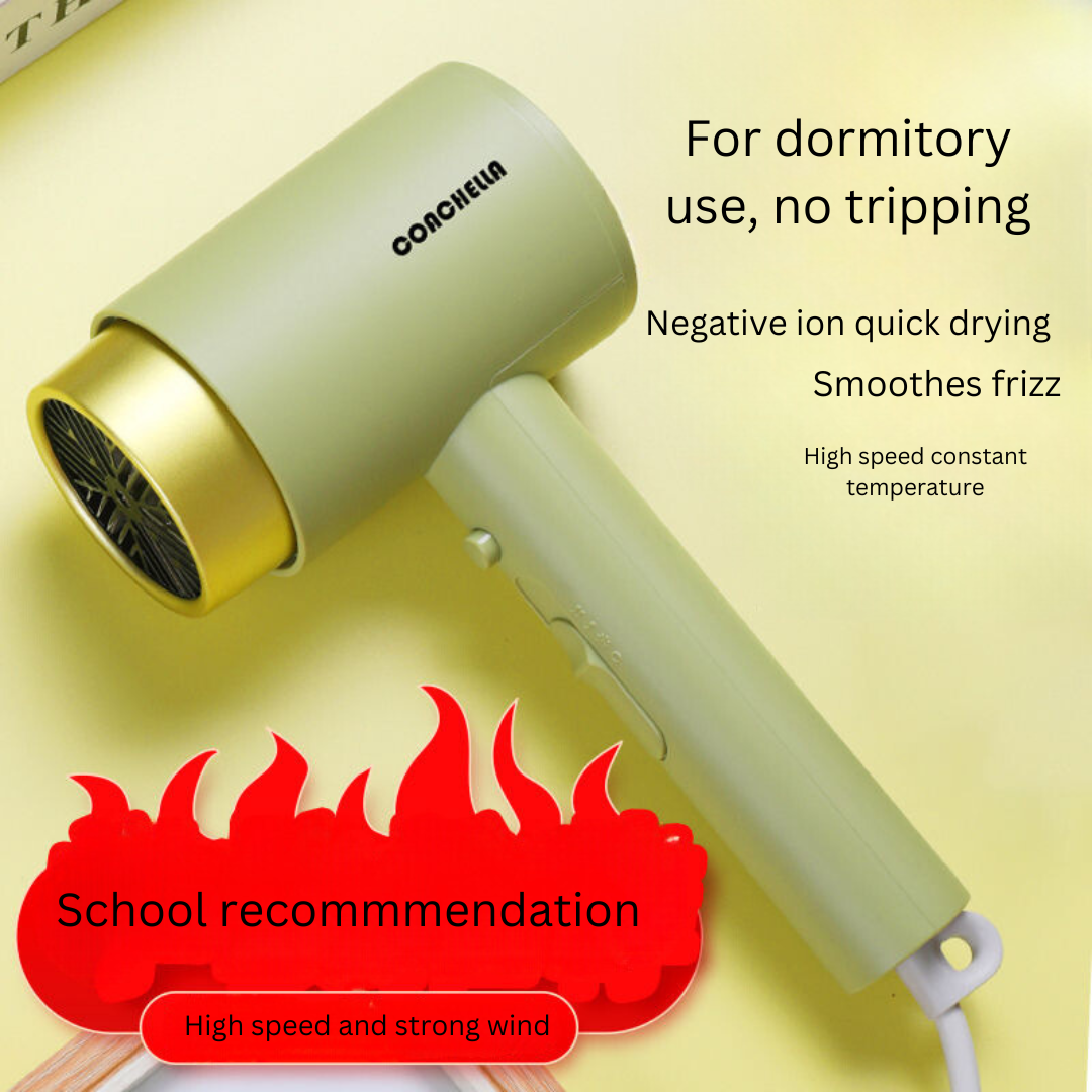 Authentic German 800W Hair Dryer - Fast Drying, Negative Ion Technology, Quiet & Hair Care for Dorm Use