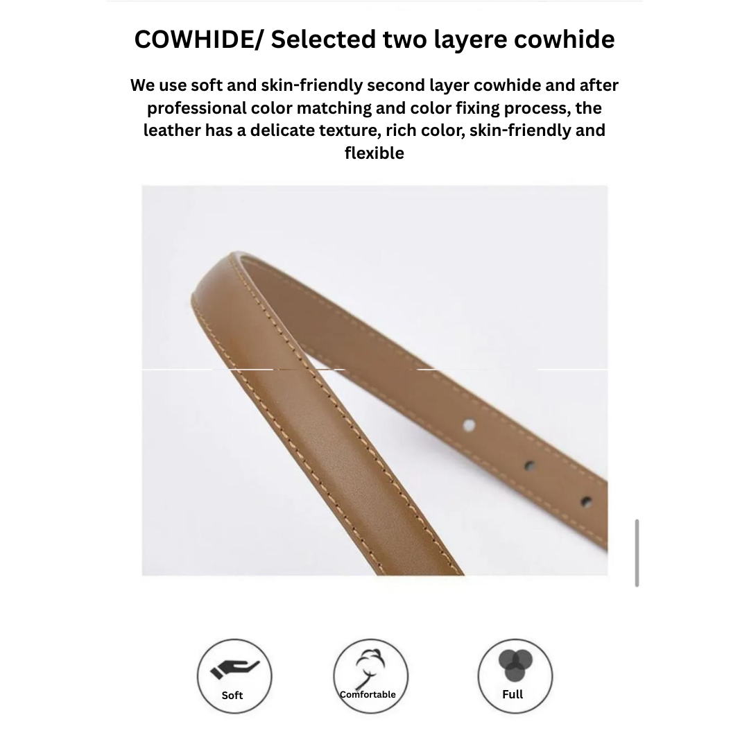 High-End Women’s Genuine Leather Waist Belt – Minimalist Black Fashion Belt for Dress Pants