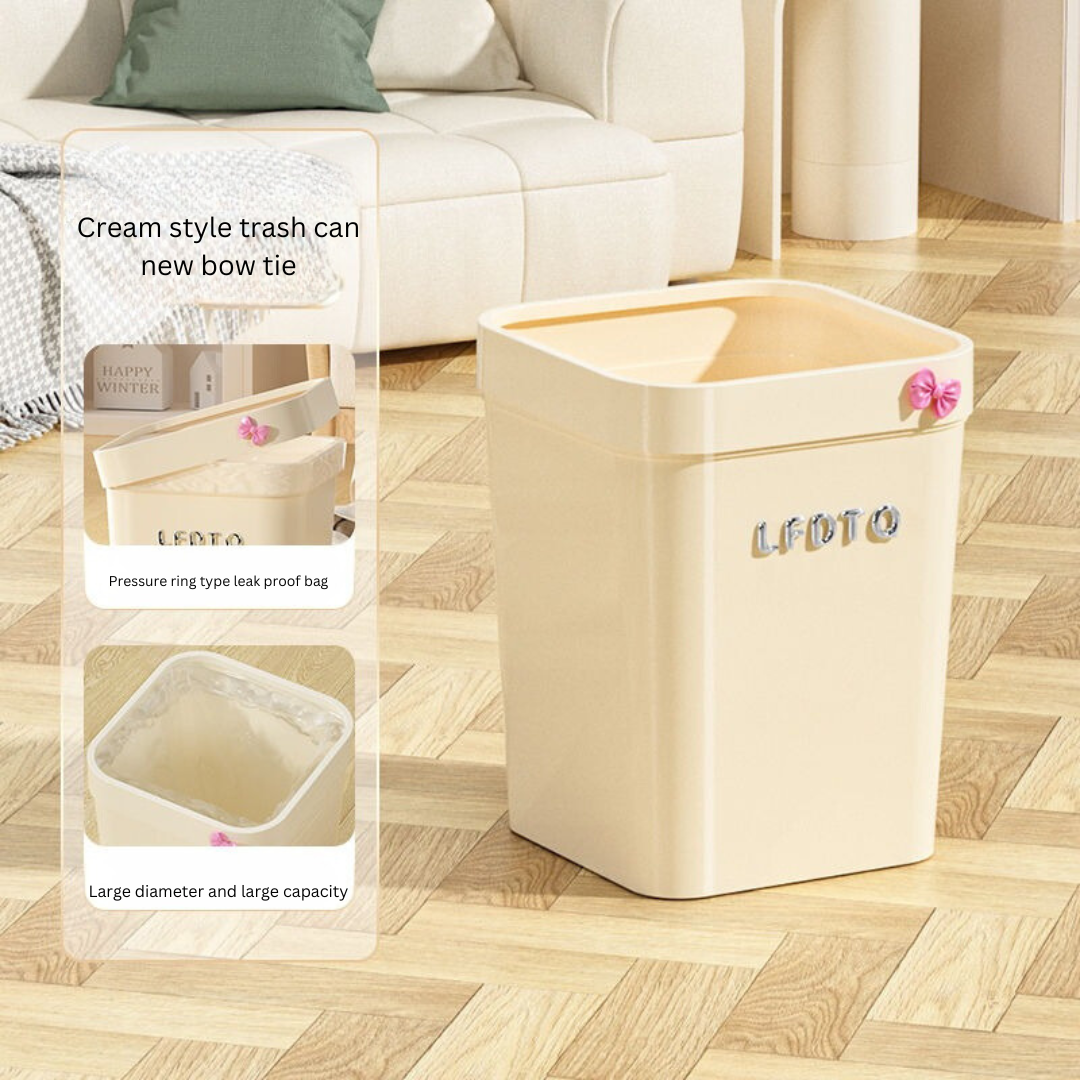 Chanel-Style Trendy Trash Can - Large Capacity Instagram-Inspired Household Bin for Kitchen, Living Room, Bedroom, and Bathroom