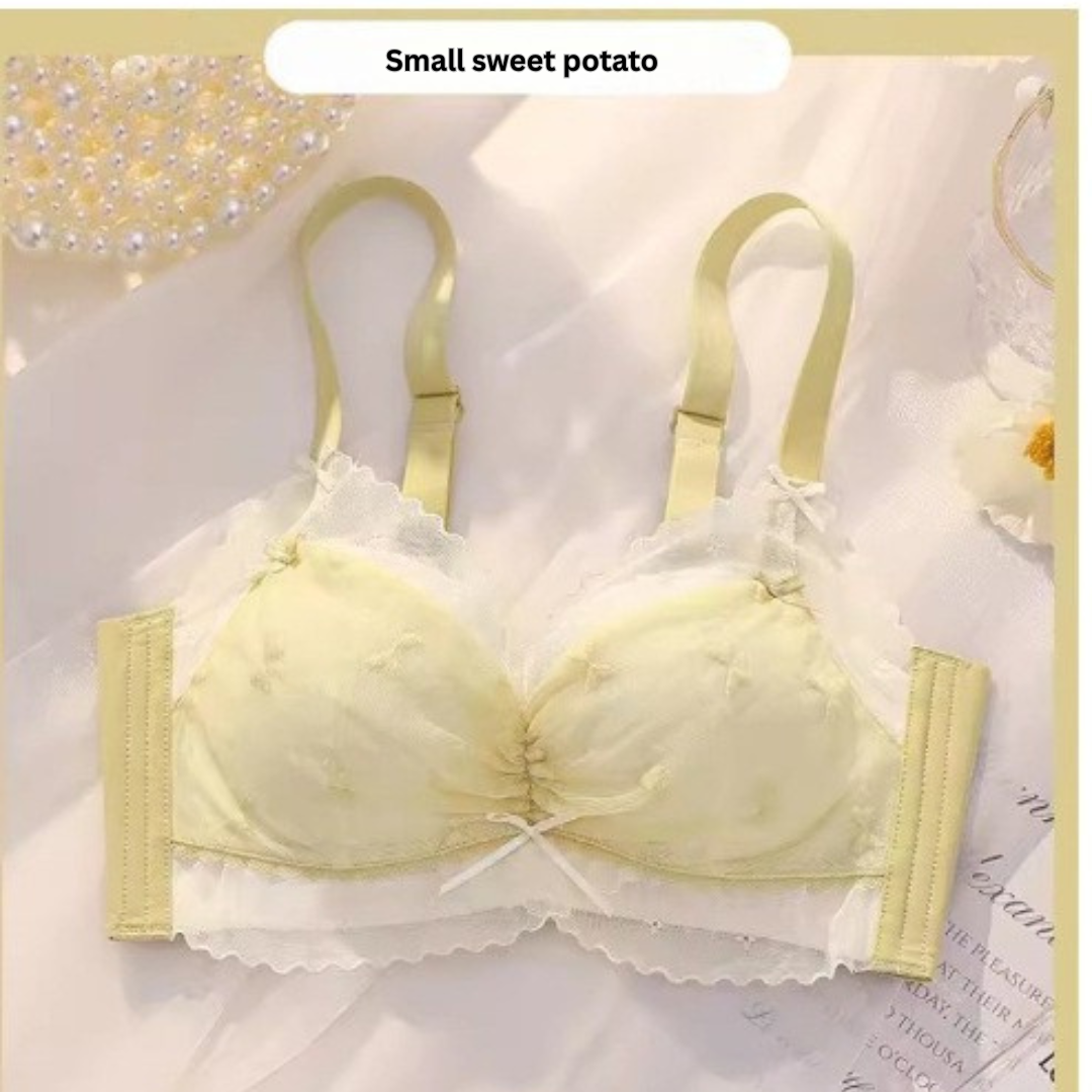 Adjustable Lace Bra for Small Breasts | Gathered, Side Support & Anti-Sagging | Lightweight Comfortable Underwear
