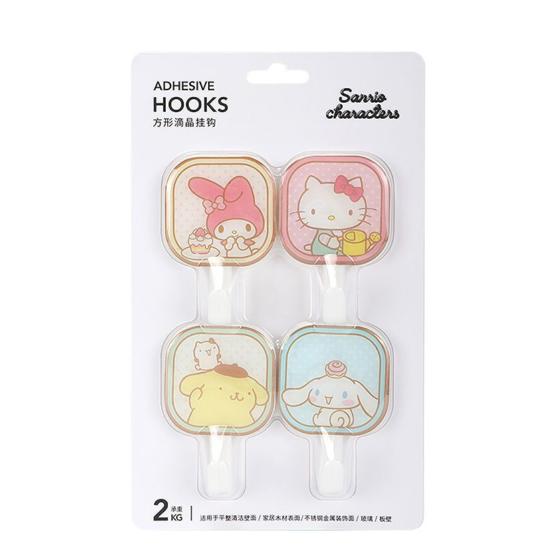 Sanrio Cartoon Square Adhesive Wall Hook – Creative No-Punch Hook for Home Use