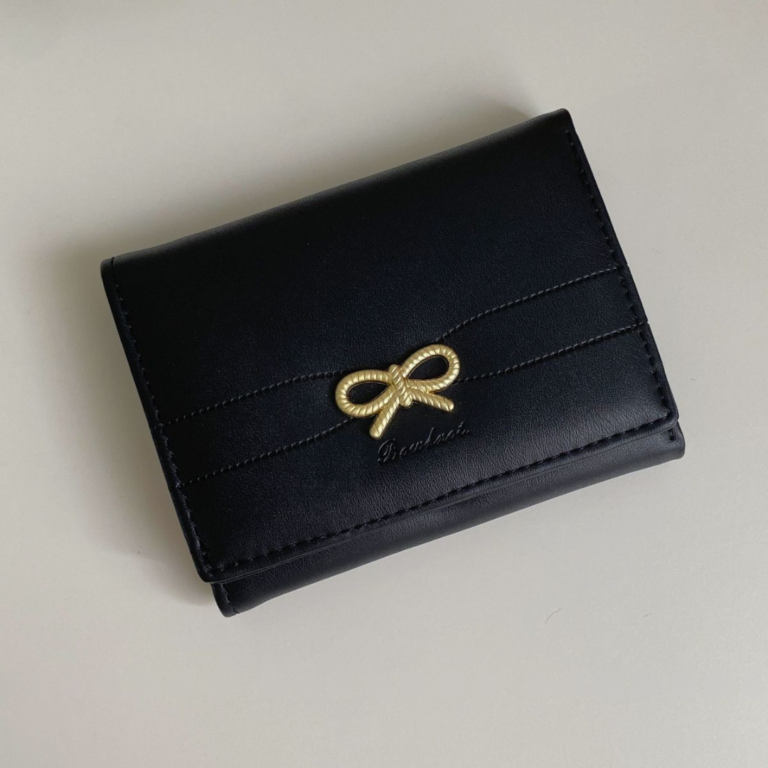 French Style Bow Wallet for Women – Small, Minimalist Bifold Card and Coin Purse