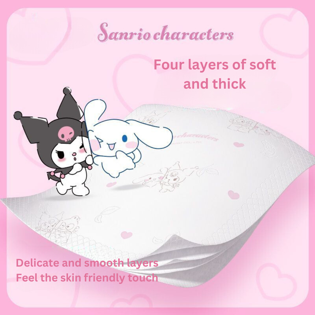 Heartfelt x Sanrio Collaboration Pocket Tissue - Cute Cartoon Printed Mini Travel Pack, Portable Handkerchief Tissue for On-the-Go