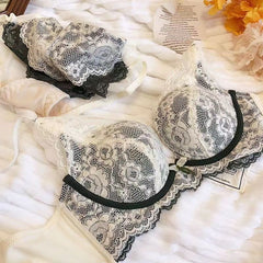 Red Lace Wireless Push-Up Bra for Small Bust Bridal Lingerie