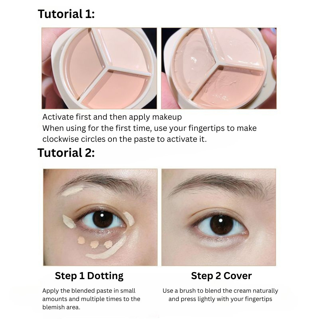 NOVO 3-Color Concealer Palette – High-Coverage Waterproof Corrector