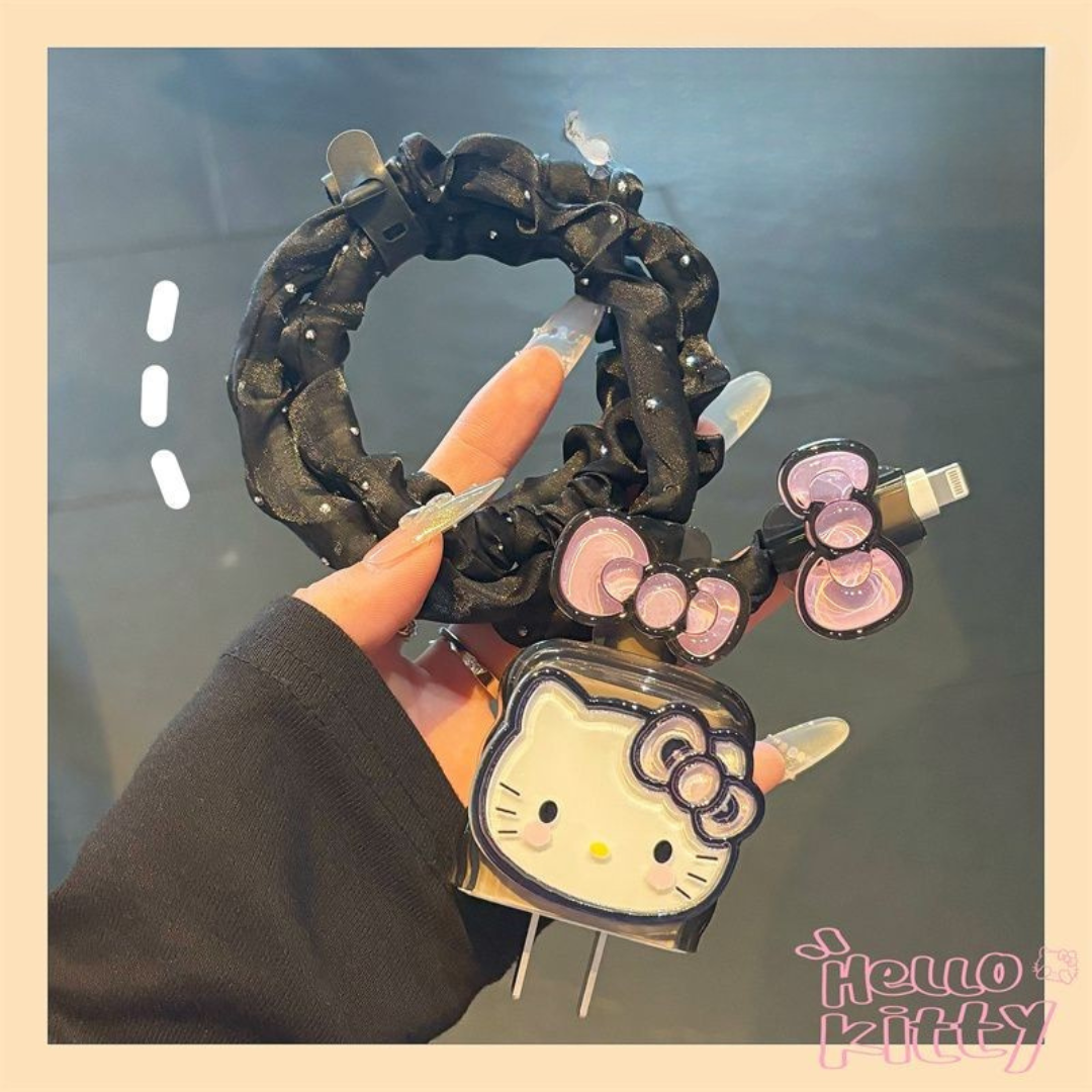 Hello Kitty Cable Protector with carry bag – Cute Charger Head Cover, Anti-Break Design