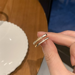Elegant Double Band Mother-of-Pearl Open Ring – Minimalist Adjustable Ring