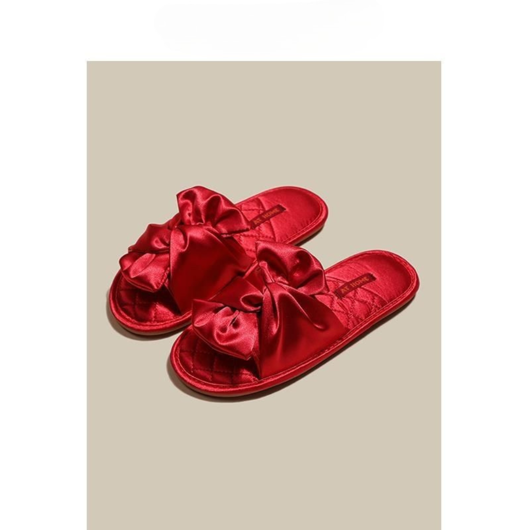 Elegant Bow Indoor Slippers – Soft, Non-Slip, Quiet Comfort