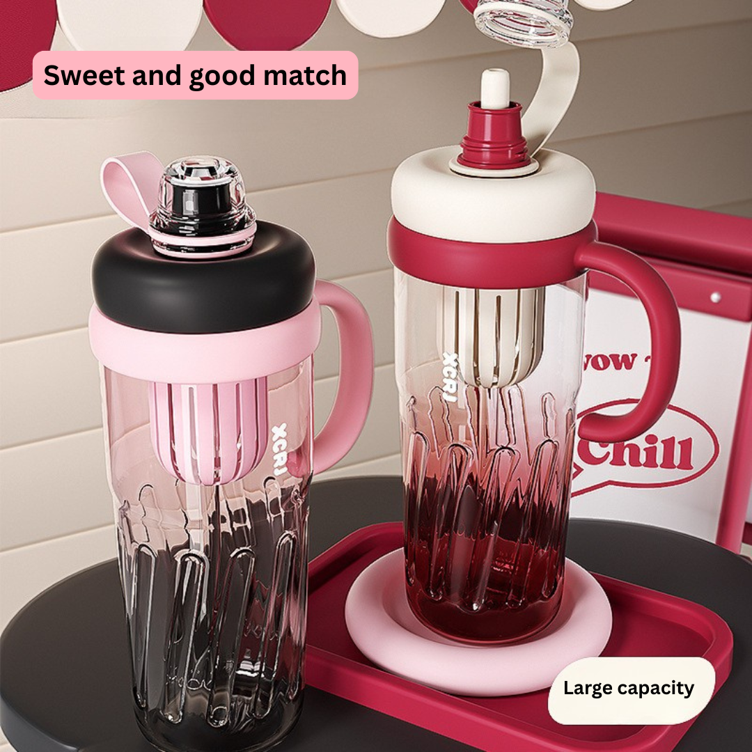Large Capacity Straw Cup – High Temperature Resistant Plastic Tumbler with Lid and Straw – Aesthetic Teapot-Style Water Cup