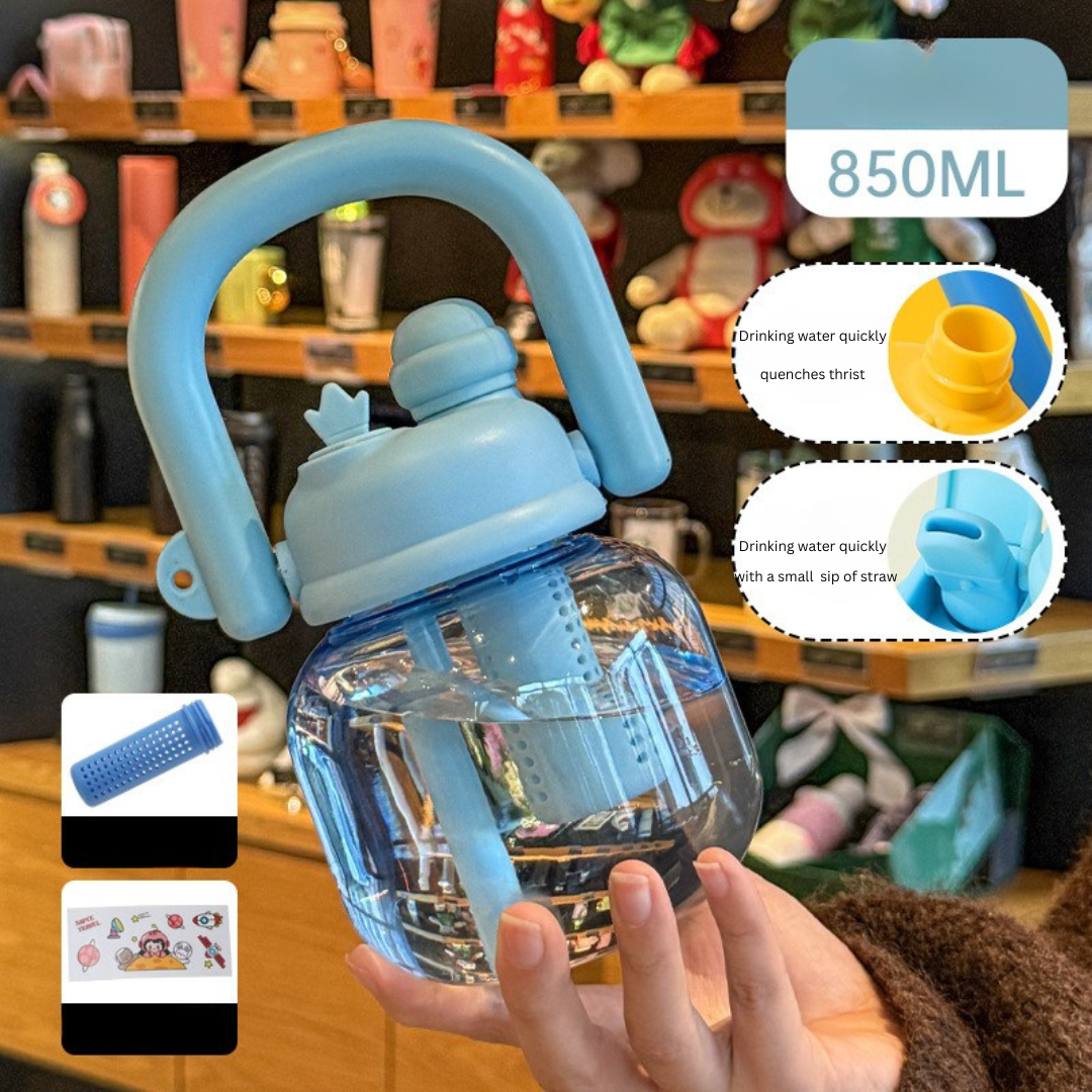 Internet celebrity big belly cup large capacity children's plastic water cup summer portable kettle student straw cup portable kettle customization