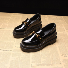 British Style Wedge Loafers for Women - Platform Casual Slip-On Flats, Korean Fashion, Thick Sole