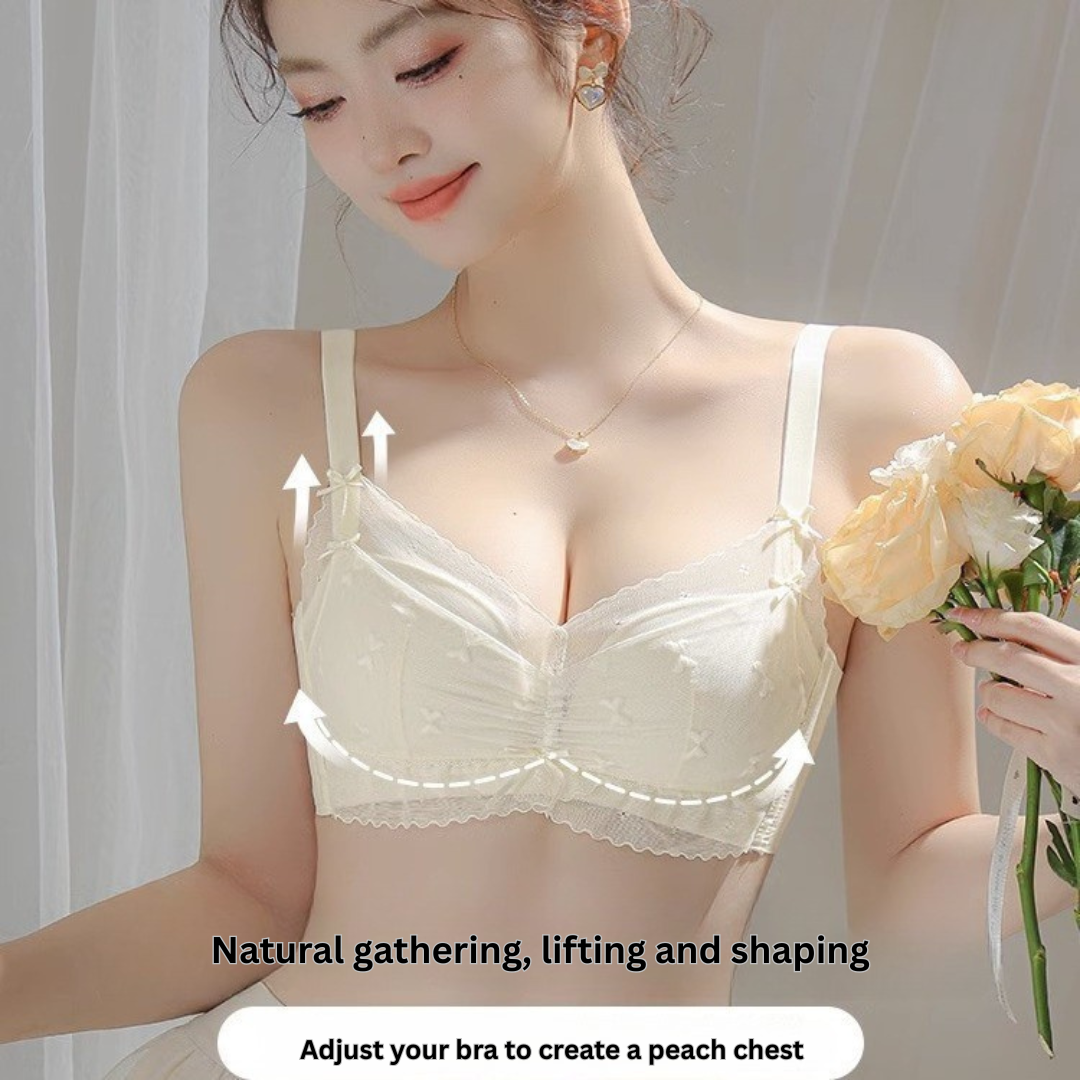 Adjustable Lace Bra for Small Breasts | Gathered, Side Support & Anti-Sagging | Lightweight Comfortable Underwear