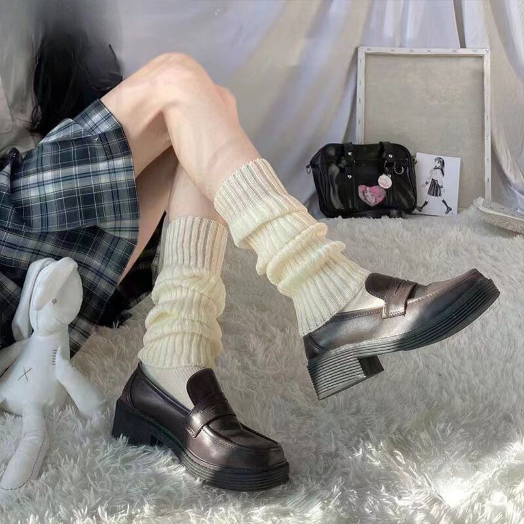 Lolita Knit Over-the-Knee Socks | Slimming & Versatile Mid-Length Japanese JK Calf Covers for Women