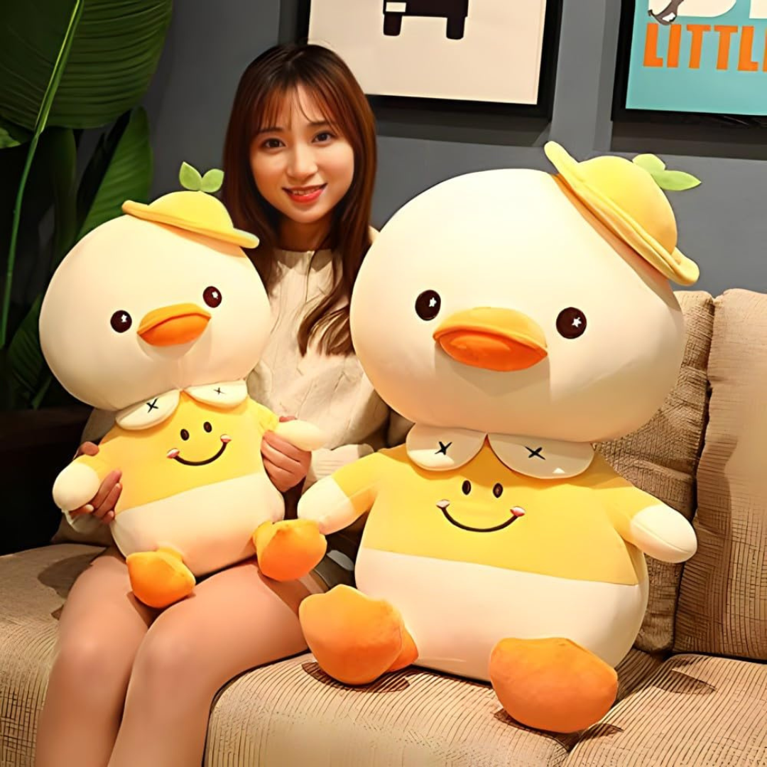 Cute Yellow Duck Plush Toy with Hat – Soft Stuffed Animal