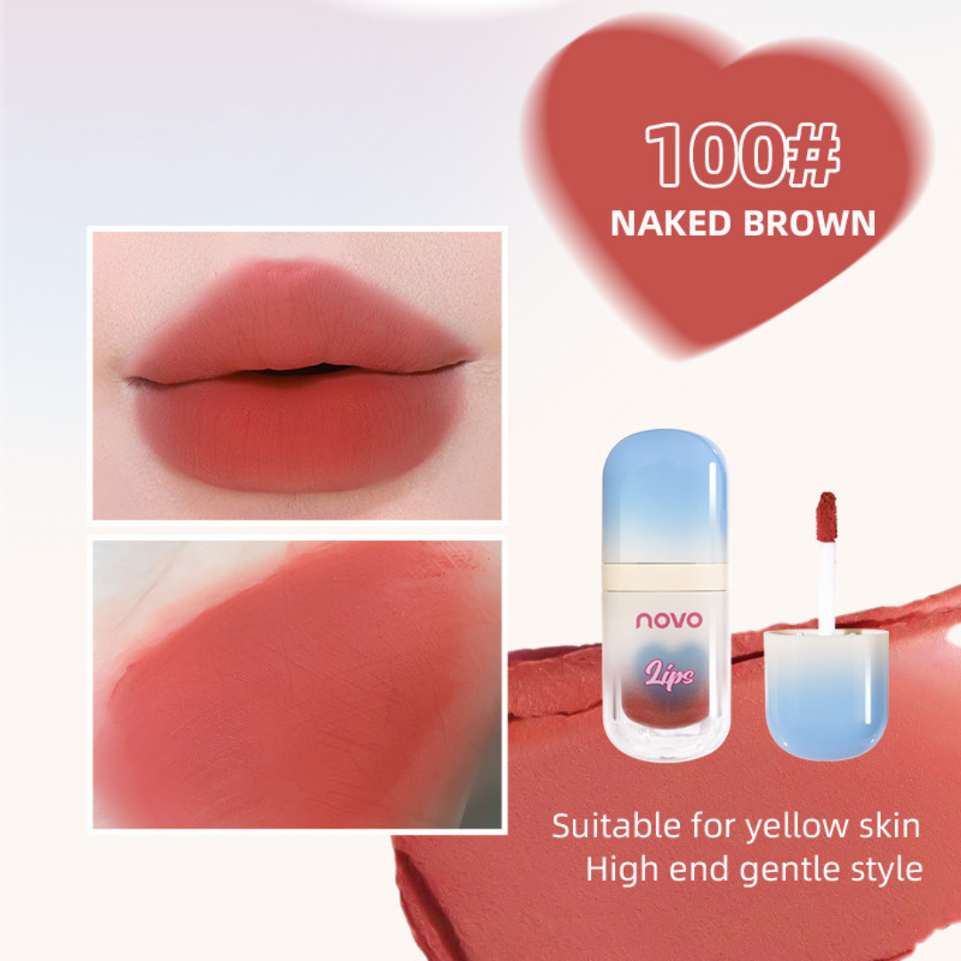 NOVO Velvet Mist Cotton Lip Mud – Soft Matte, Long-Lasting Lightweight Lip Color