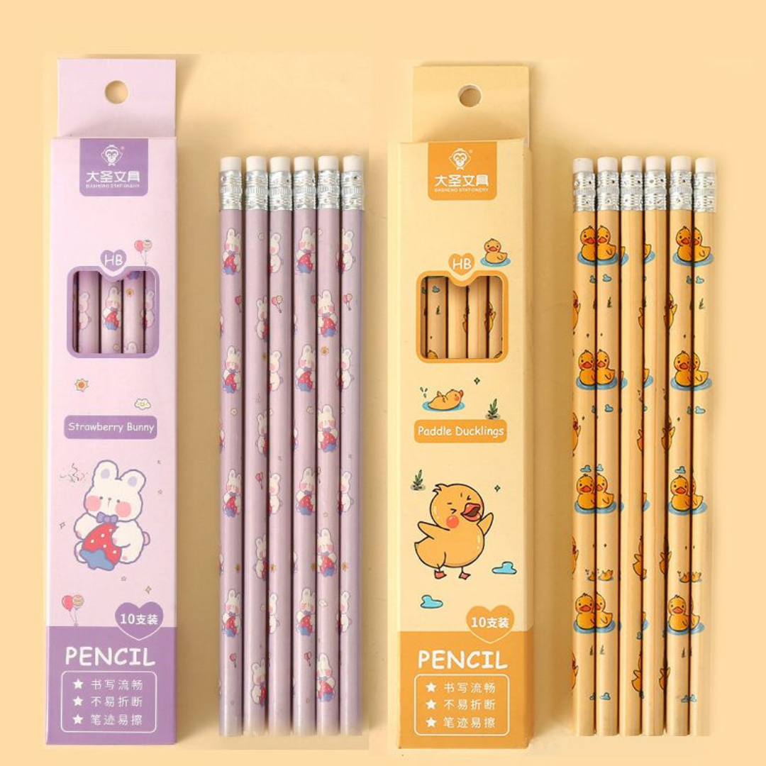 Cute Cartoon HB Pencils Box Set for Kids – Adorable Eraser Pencils for 1st & 2nd Graders, Perfect for School
