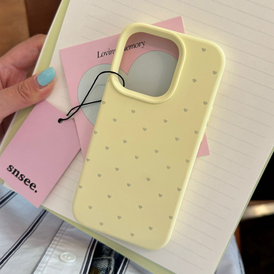 INS Heart Liquid Silicone and Hard Phone Case - Simple Couple Design for Apple Phones