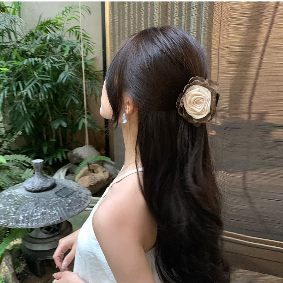 Camellia Flower Claw Clip – Elegant Hair Clip for Half-Up Styles