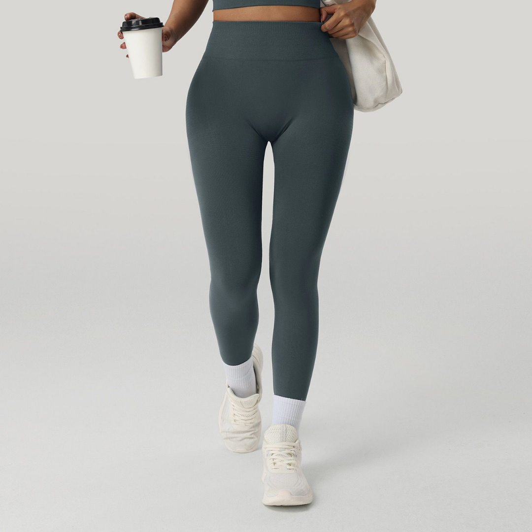 High-Waist Tummy Control Yoga Pants for Women - Ribbed Elastic Fitness Leggings, Butt Lift & High Stretch Running Sports Pants