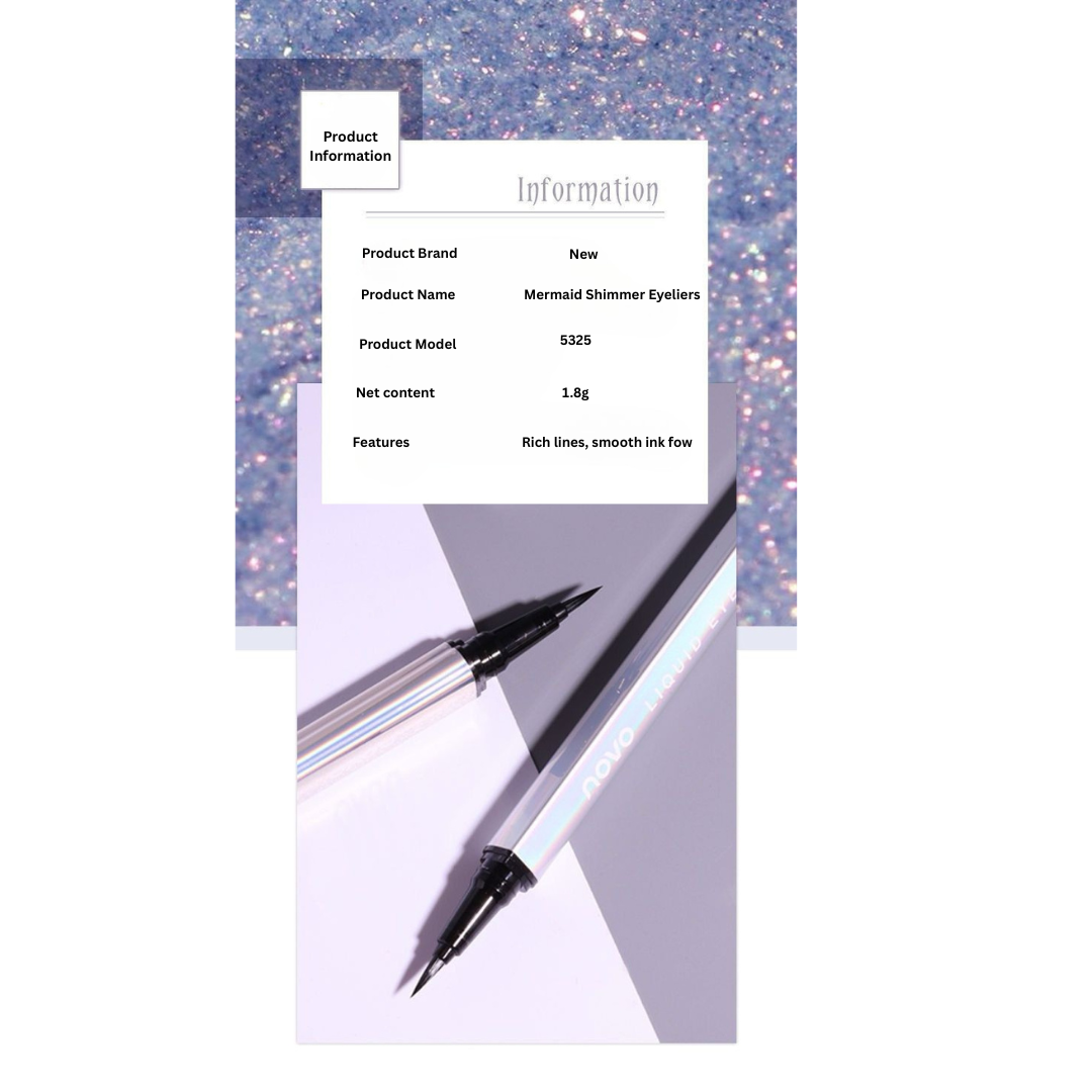 NOVO Mermaid Waterproof Eyeliner Pencil – Smudge-Proof, Long-Lasting, Quick-Drying Fine Tip