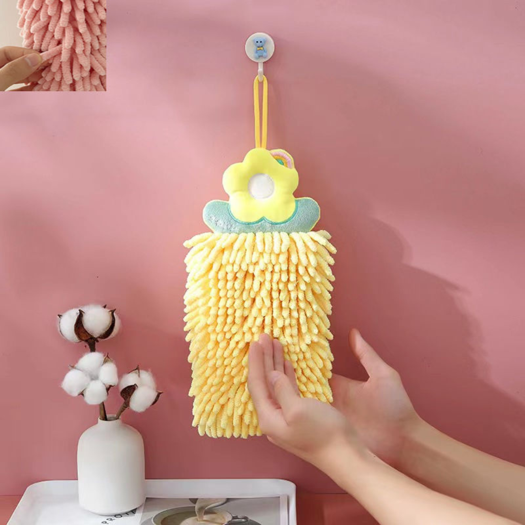 Super Absorbent Adorable Chenille Hand Towel - Quick-Dry Cartoon Design for Bathroom & Kitchen