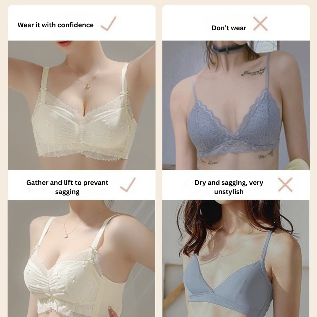Adjustable Lace Bra for Small Breasts | Gathered, Side Support & Anti-Sagging | Lightweight Comfortable Underwear