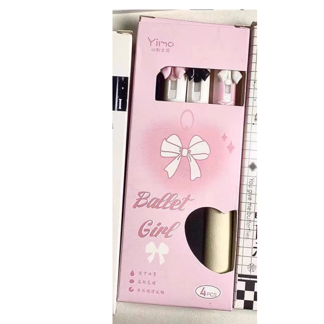 Kaba Bear Ink Dance Gel Pen - 0.5mm Black Pen with Butterfly Design
