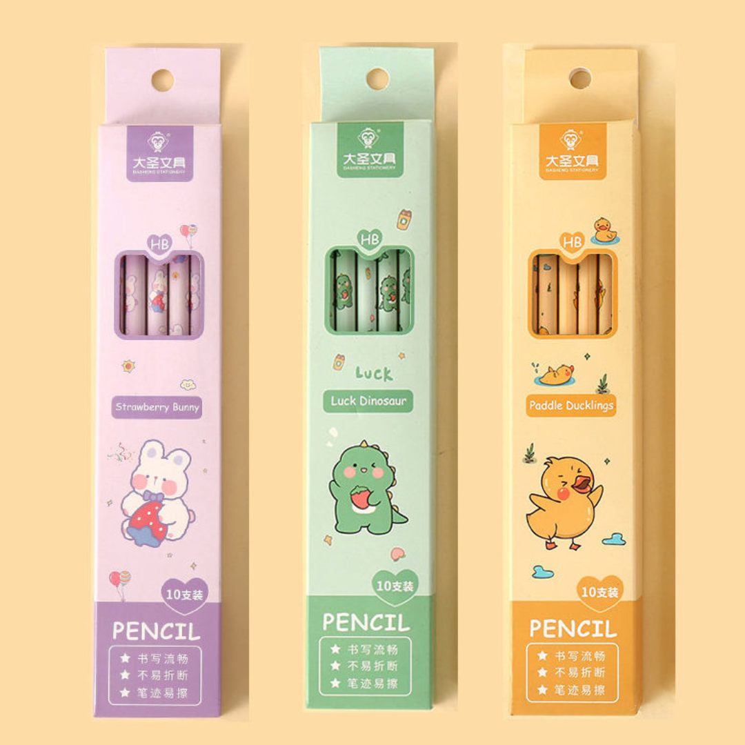 Cute Cartoon HB Pencils Box Set for Kids – Adorable Eraser Pencils for 1st & 2nd Graders, Perfect for School