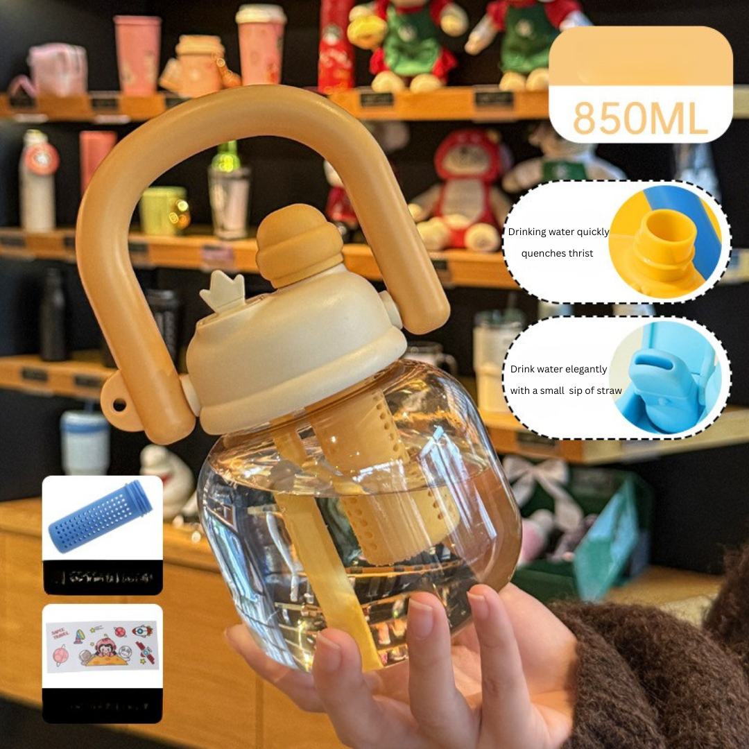 Internet celebrity big belly cup large capacity children's plastic water cup summer portable kettle student straw cup portable kettle customization