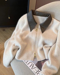 Lazy Soft Knit Zip-Up Cardigan Sweater Women Elegant Outerwear