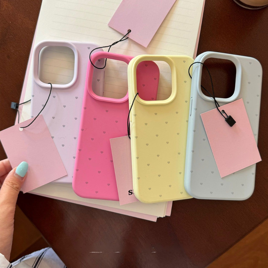 INS Heart Liquid Silicone and Hard Phone Case - Simple Couple Design for Apple Phones