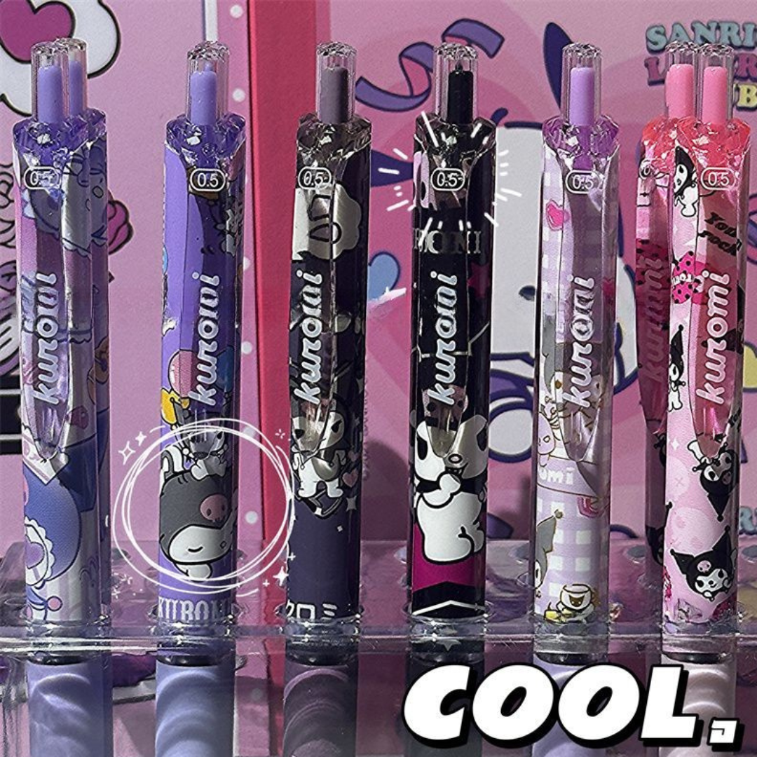 Kuromi Sanrio Click Pen – 0.5mm Quick-Drying Gel Pen for Students