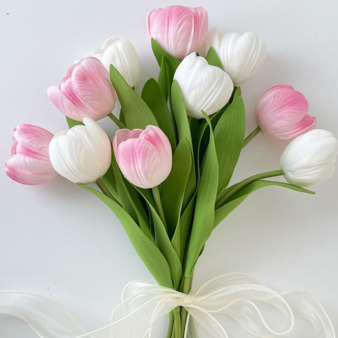 French Cream-Style Tulip Artificial Bouquet – Bridal Faux Flowers & Home Decor