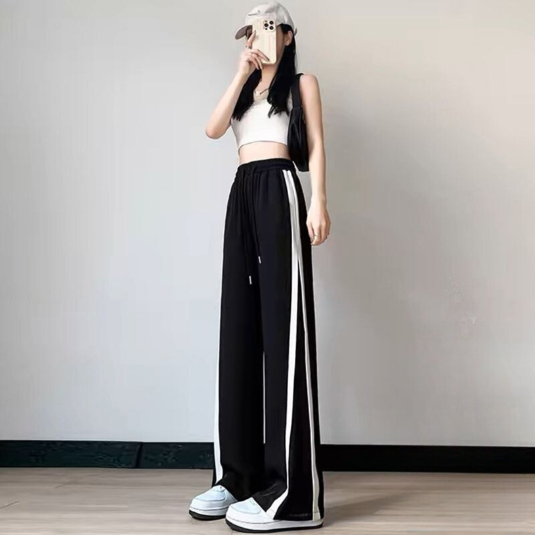 Thickened Wide-Legged Pants for Women – High-Waisted, Loose-Fit Straight-Leg Joggers, Casual Sports Trousers for Petite Figures