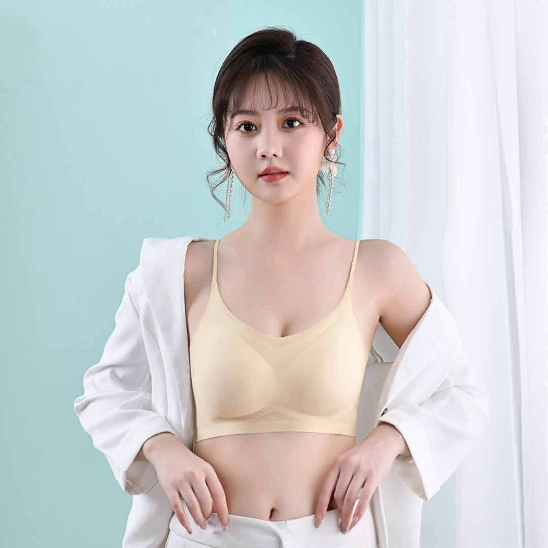Cloud-Feel Seamless Sports Bra – Thin One-Piece Fixed Cup Wireless Bra for Small Chest Women