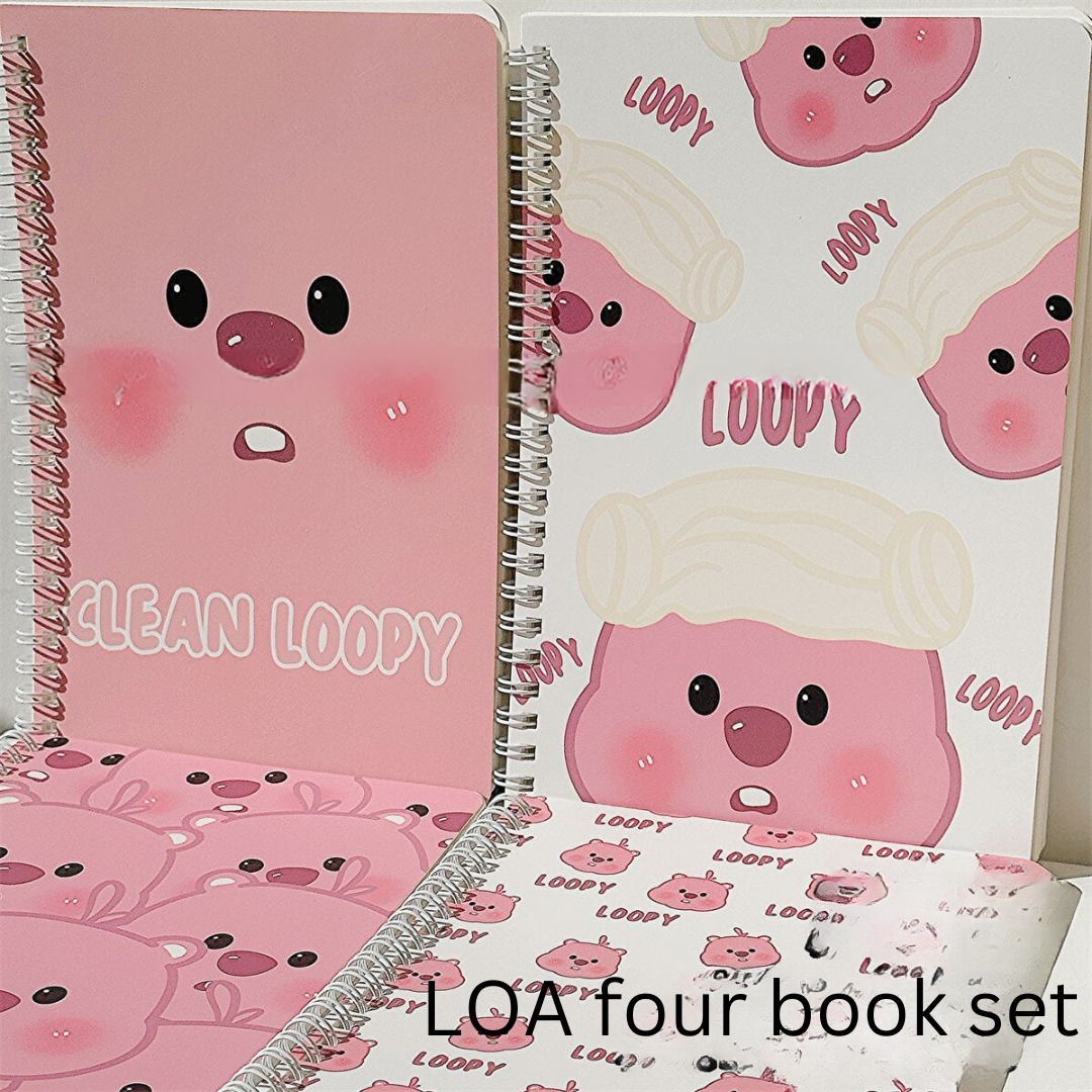 LOOPY A5 Spiral Notebook – Cute & Simple Cartoon Design, Thick Paper, High Aesthetic Ins-Style Notebook for Students