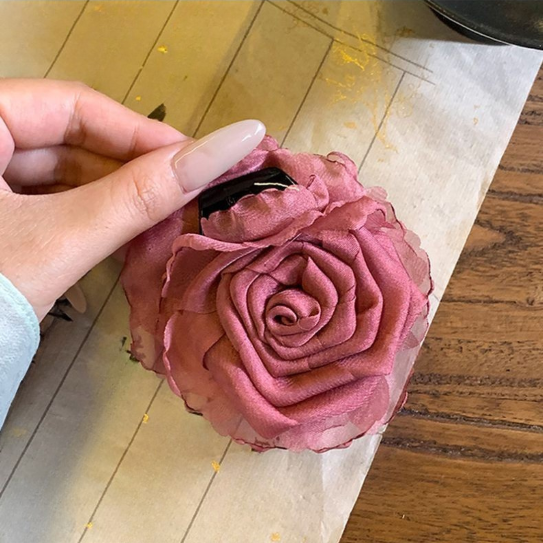Camellia Flower Claw Clip – Elegant Hair Clip for Half-Up Styles