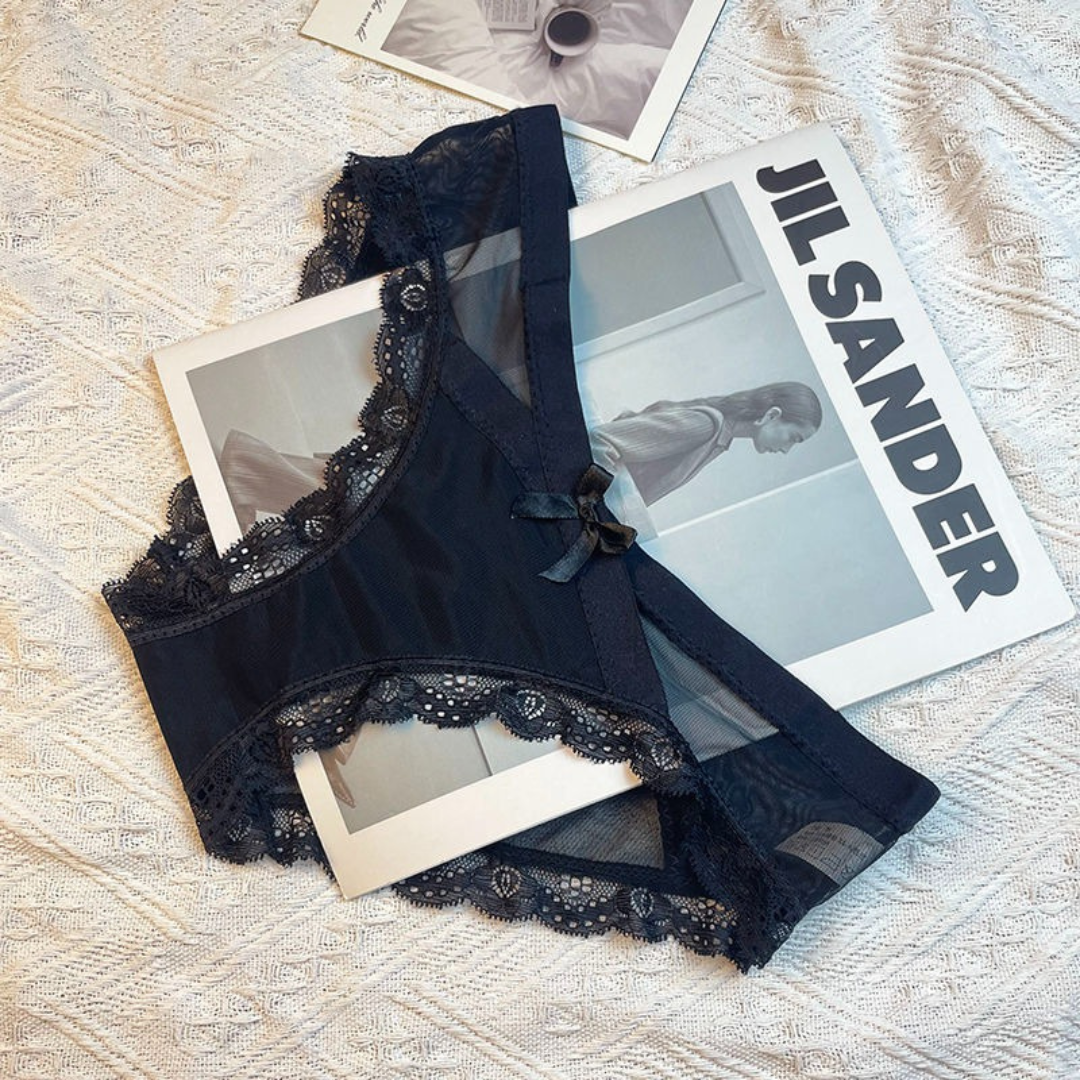 Sexy Lace Trim Cotton Triangle Panties for Women – Elegant French Style, Festive Wedding Underwear