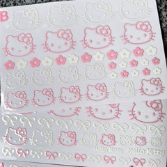 Hello Kitty Line Art Waterproof Crystal Transfer Stickers for Phone Case, Cup & Accessories