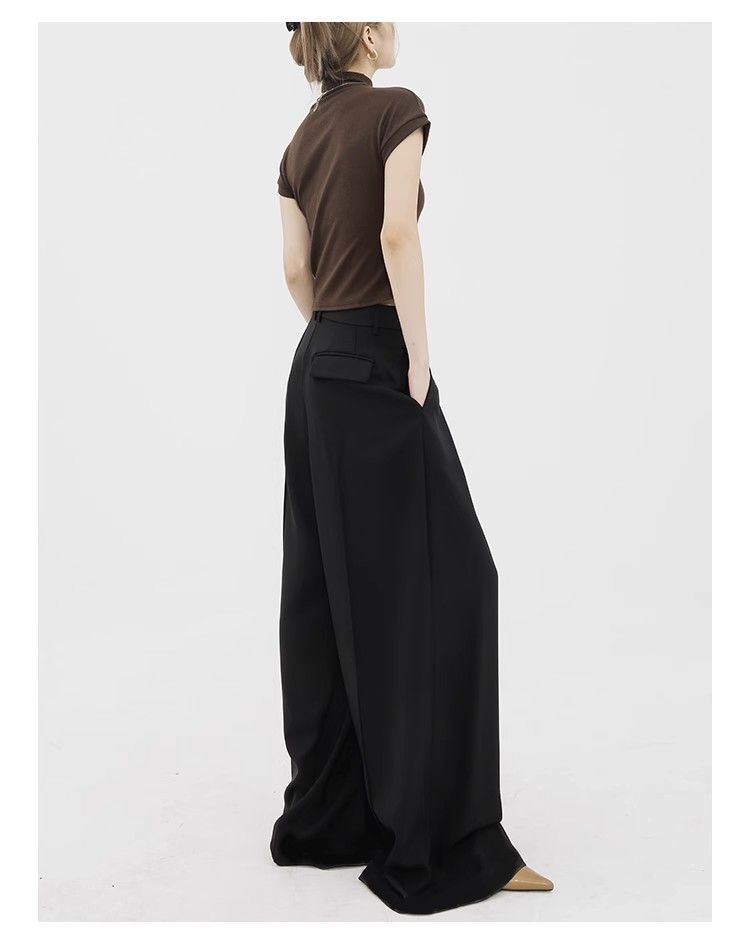 Women's Wide Leg Straight Trousers - High Waist Extra Long Dress Pants