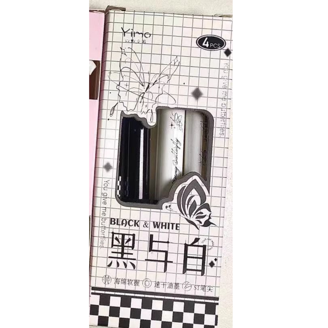 Kaba Bear Ink Dance Gel Pen - 0.5mm Black Pen with Butterfly Design