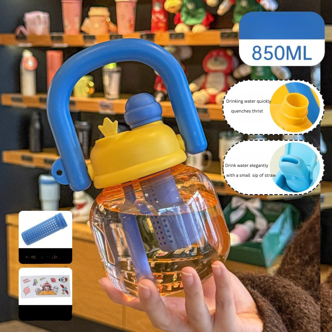 Internet celebrity big belly cup large capacity children's plastic water cup summer portable kettle student straw cup portable kettle customization