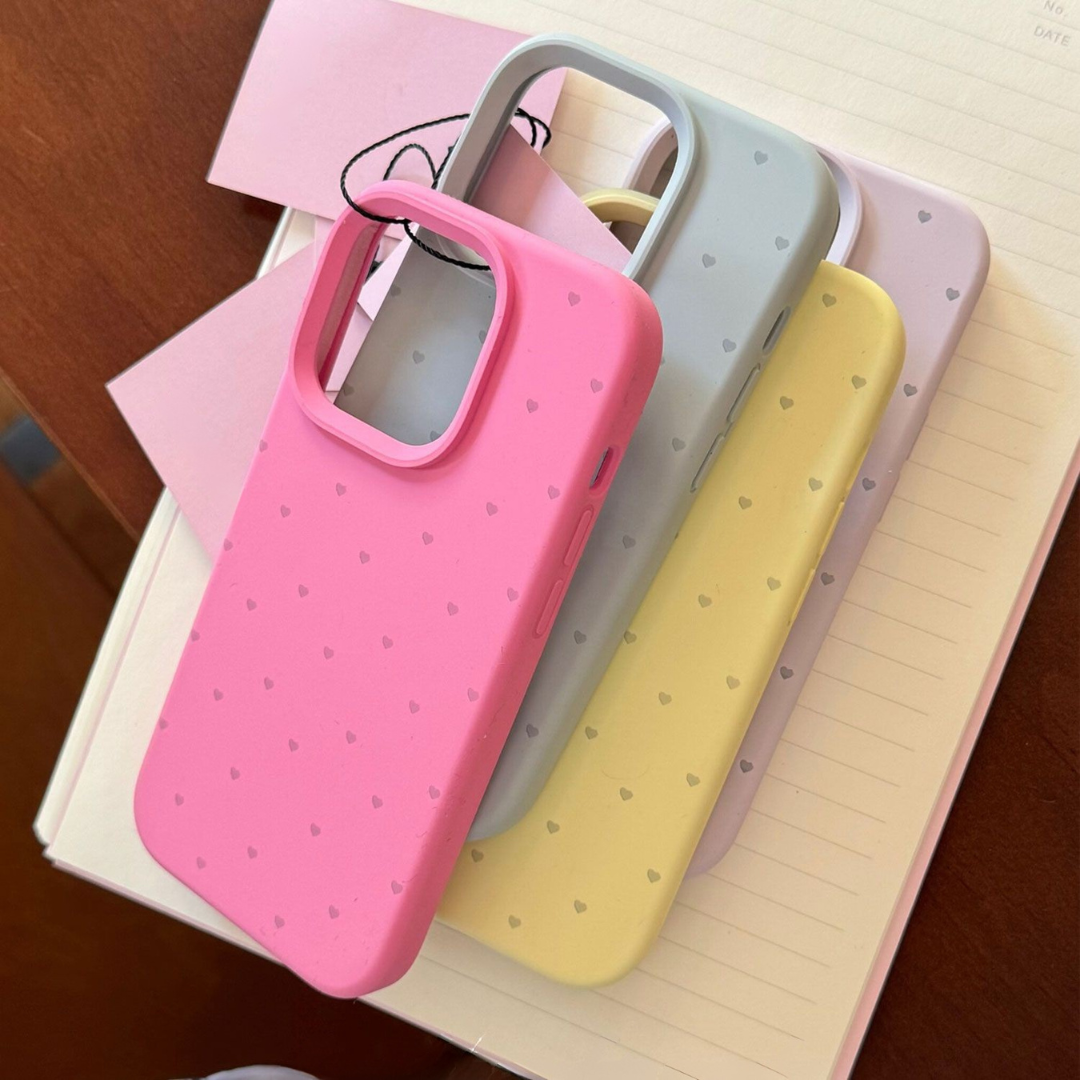 INS Heart Liquid Silicone and Hard Phone Case - Simple Couple Design for Apple Phones