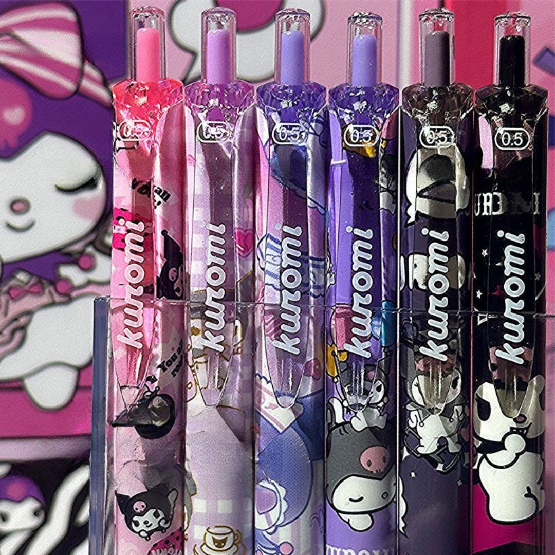 Kuromi Sanrio Click Pen – 0.5mm Quick-Drying Gel Pen for Students
