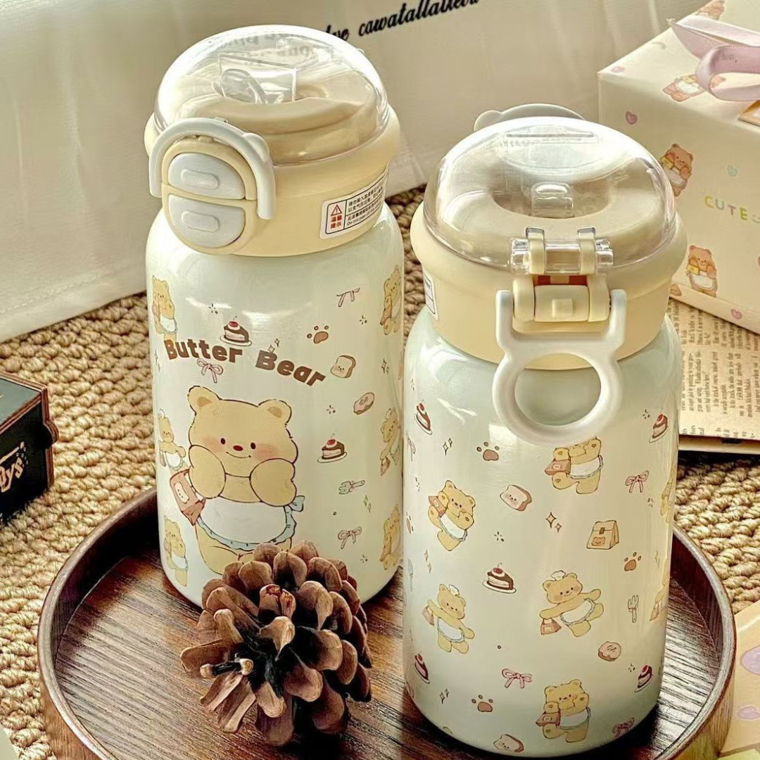 Cute Yellow Butter Bear 316 Stainless Steel Thermos Cup – Large Capacity, Stylish Birthday Gift for Friends