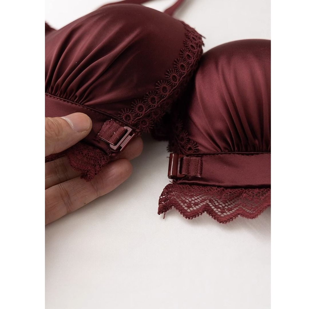 Front Closure Wireless Push-Up Bra – Thickened Padding, Beautiful Back Design