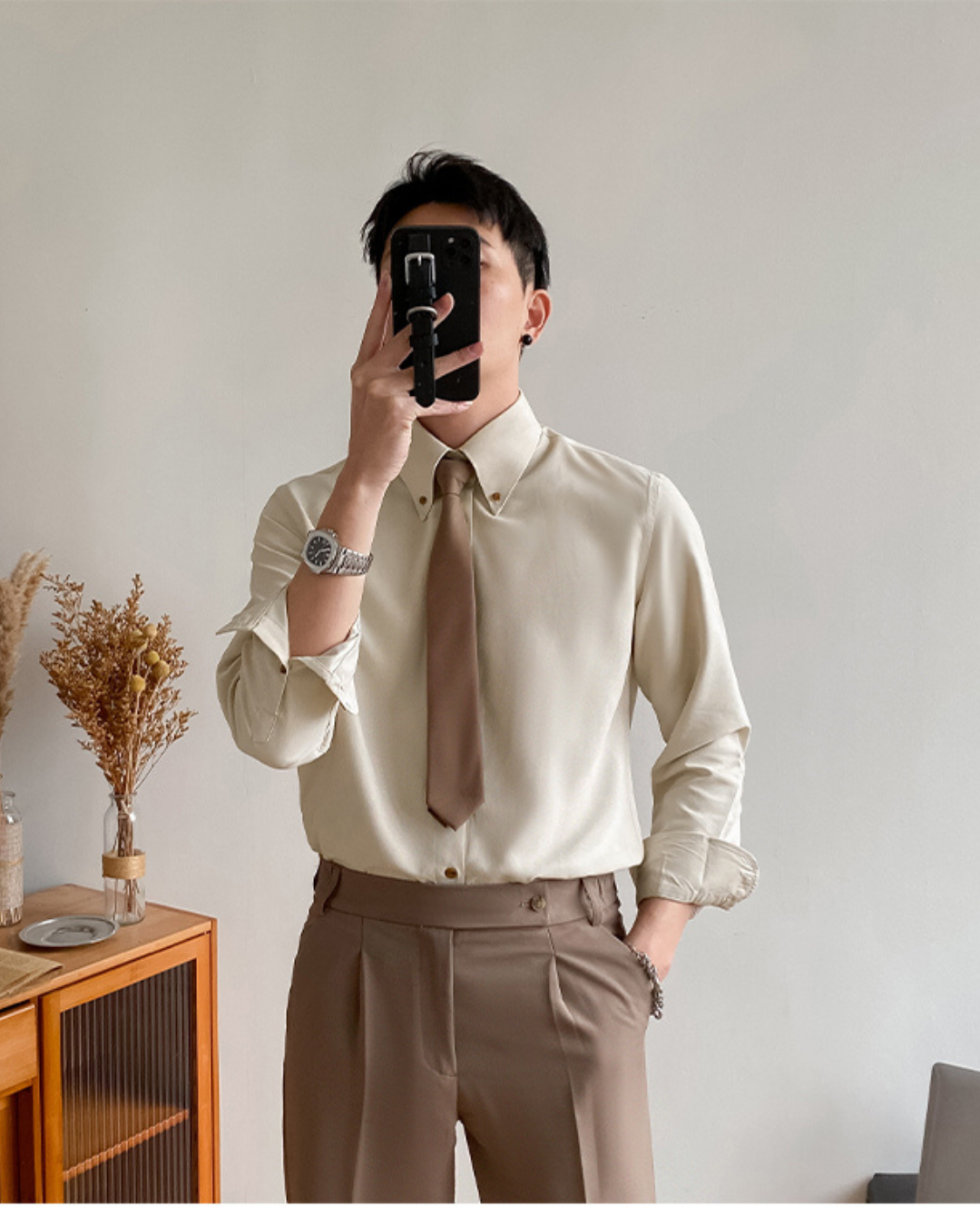 Men’s Luxury Slim Fit Sharp-Collar Dress Shirt