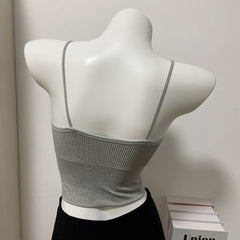 Korean Style Removable Pad Slim Fit Crop Cami Tank Top