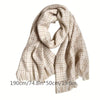 Cream White Elegant Textured Knit Scarf for Women Warm Korean Style Neck Wrap